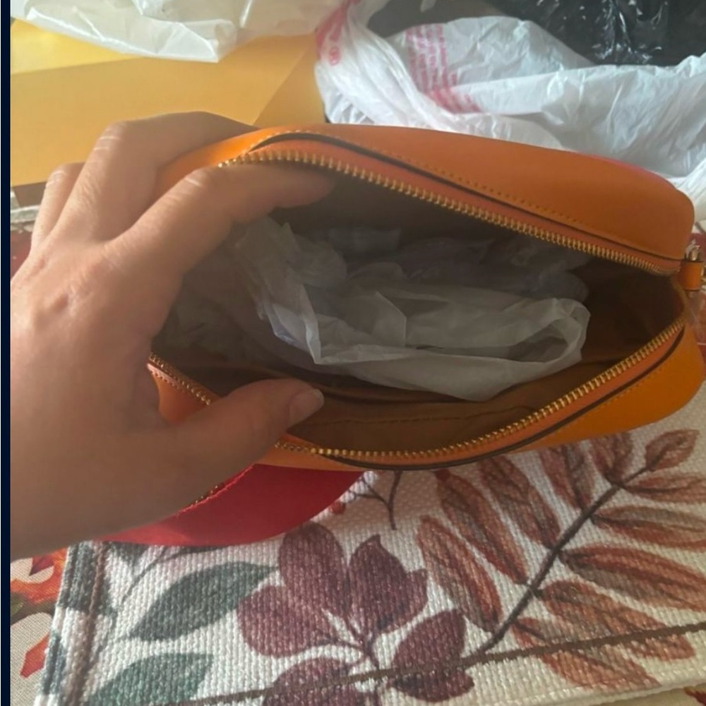 Coach Red and Orange Cosmetic Bag with Signature Monogram - Picture 3 of 3